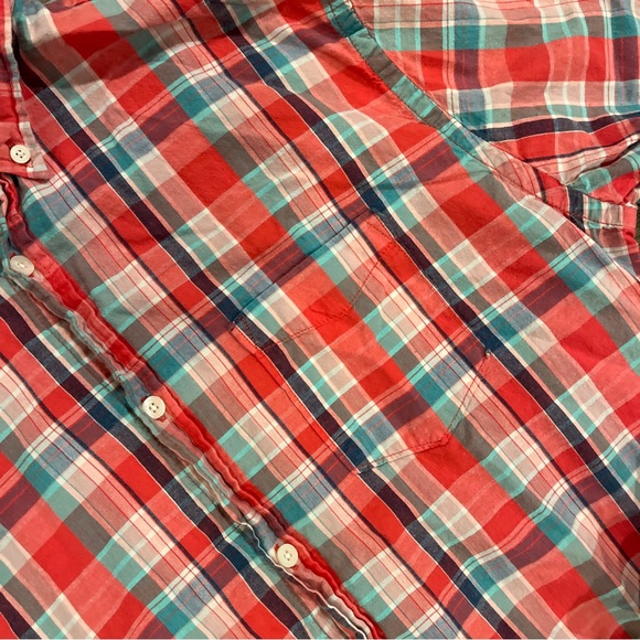 Aeropostale Casual Button Front Shirt Size Large Pink Plaid - Picture 4 of 5